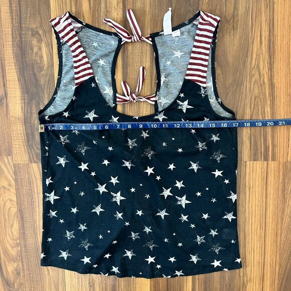 Stars, Stripes & Bows Open Back Tie Women's Sleeveless Tank Top - Small - Picture 11 of 12